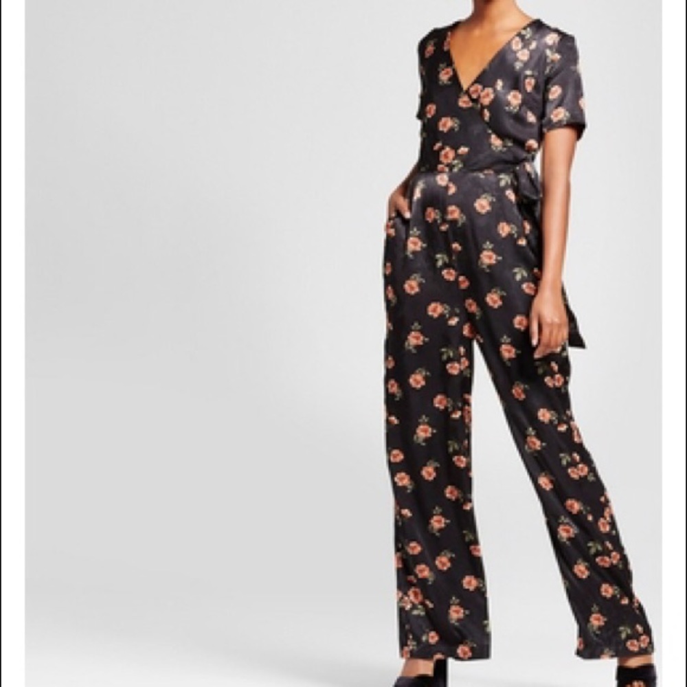 Xhilaration Floral Satin Jumpsuit